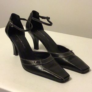 Black leather heels